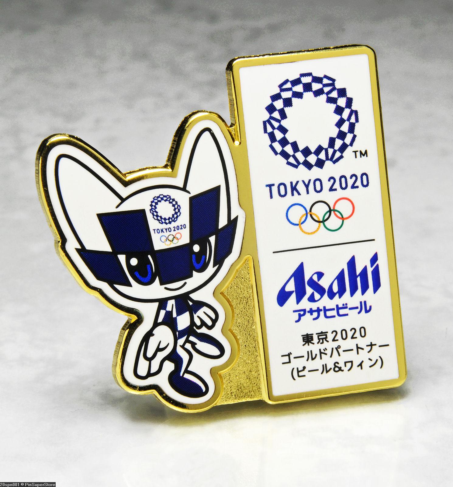 OLYMPIC PINS BADGE 2020 TOKYO JAPAN MASCOT ASAHI GOLDEN LOGO DESIGN | eBay